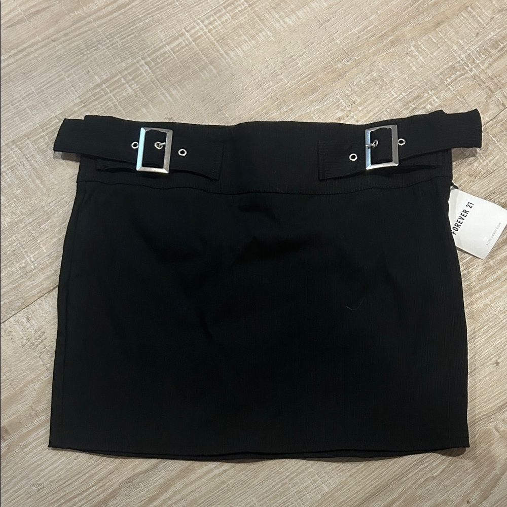 Forever 21 Black Mini Skirt with Buckle Accents
